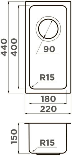 Мойка Omoikiri Tadzava 22-U/I-IN ULTRA 15 нержавеющая сталь, 4997112