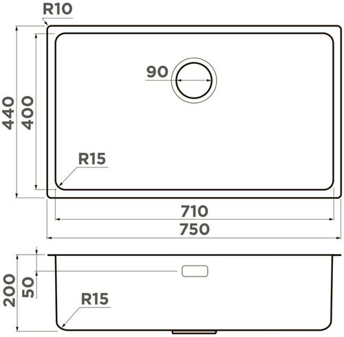 Мойка Omoikiri Tadzava 75-U/I-IN ULTRA 15 нержавеющая сталь, 4997119