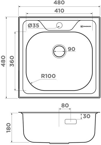 Мойка Omoikiri Saru 48-IN нерж. сталь/нержавеющая сталь, 4993833