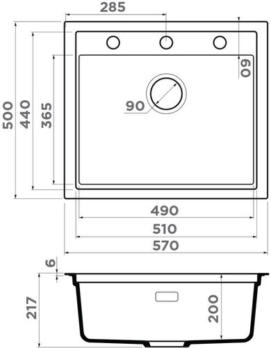 Мойка Omoikiri Sintesi 57-GB Artceramic/графит, 4997140