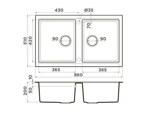 Мойка Omoikiri Tedori 86-2-EV Tetogranit/эверест 4993930